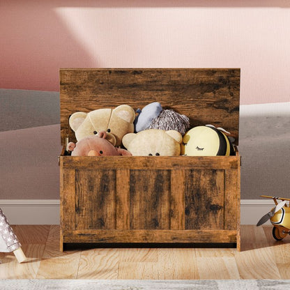HOOBRO Storage Chest, Wooden Storage Bench, Blanket Storage Box, Large Storage Trunk with Lid, Shoe Storage Bench, Rustic Toy Chests, for Hallway, Bedroom, Living Room