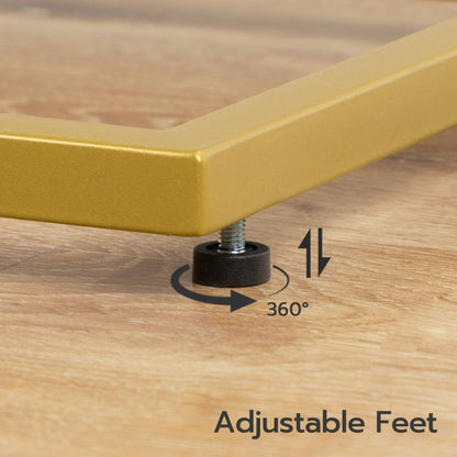HOOBRO C Shaped End Table, Tempered Glass Gold Side Table, Under Sofa Table, Small Coffee Snack Table for Small Spaces, Laptop End Table for Living Room, Bedside Table, Metal Frame