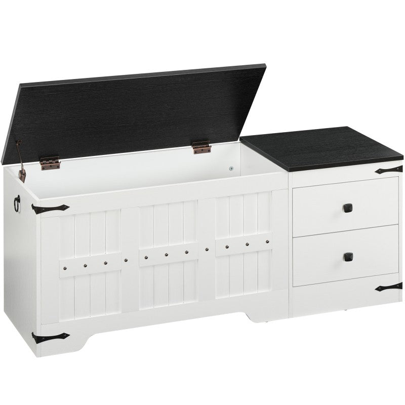 HOOBRO HOOBRO Wooden Toy Storage Bench, 120cm Storage Chest Dual Drawers, Shoe Bench Storage storage for home - front view
