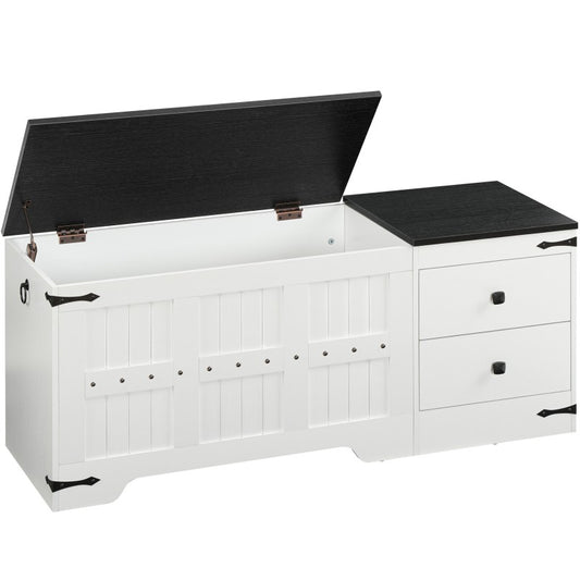 HOOBRO HOOBRO Wooden Toy Storage Bench, 120cm Storage Chest Dual Drawers, Shoe Bench Storage storage for home - front view