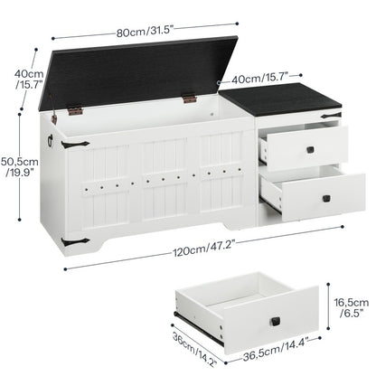 HOOBRO HOOBRO Wooden Toy Storage Bench, 120cm Storage Chest Dual Drawers, Shoe Bench Storage storage for home - side view