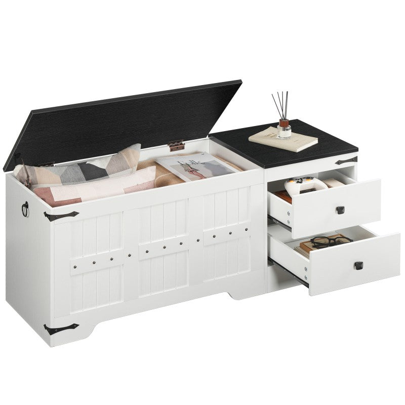HOOBRO HOOBRO Wooden Toy Storage Bench, 120cm Storage Chest Dual Drawers, Shoe Bench Storage storage for home - detail view