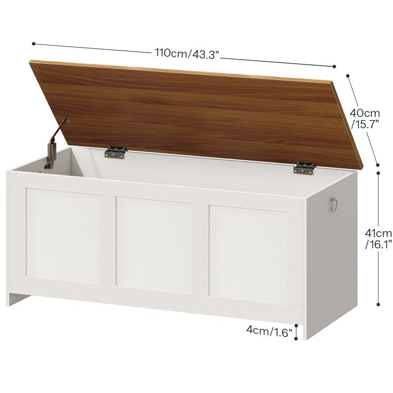 HOOBRO HOOBRO Storage Chest, 110cm Retro Storage Bench, Wooden Storage Trunk Lift , organization for living room - side view