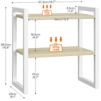 HOOBRO 2-Tier Desk Shelf, Desktop Storage Organizer, Desktop Bookshelf Stand, Office Storage Rack, Spice Rack, for Office, Study, Kitchen, Bedroom