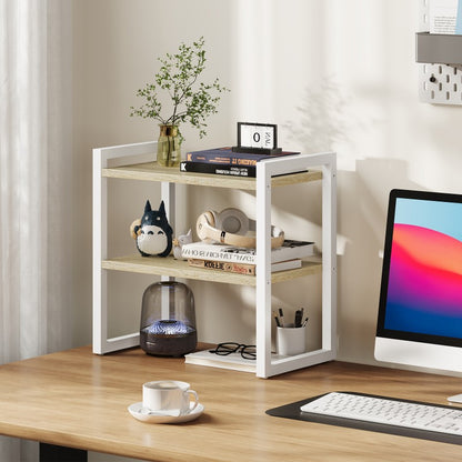 HOOBRO 2-Tier Desk Shelf, Desktop Storage Organizer, Desktop Bookshelf Stand, Office Storage Rack, Spice Rack, for Office, Study, Kitchen, Bedroom