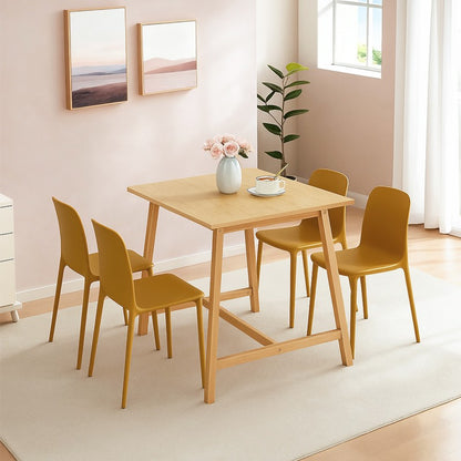 HOOBRO 70cm Bamboo Dining Table, Square Kitchen Table for 2-4, Writing Table for Small Spaces, Easy to Assemble, for Dining Room, Living Room, Office, Apartment