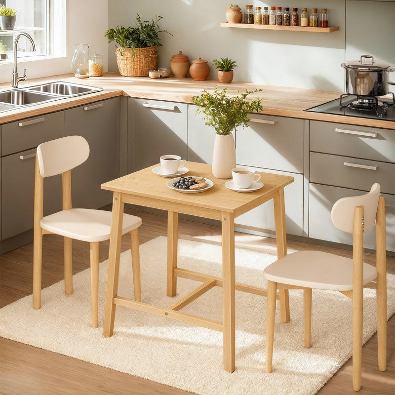 HOOBRO 70cm Bamboo Dining Table, Square Kitchen Table for 2-4, Writing Table for Small Spaces, Easy to Assemble, for Dining Room, Living Room, Office, Apartment